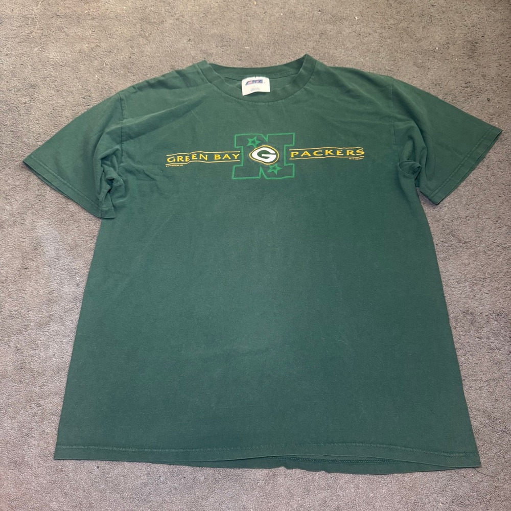 Vintage 1999 Green Bay Packers CSA Graphic T-Shirt Mens L Green NFL Football Tee